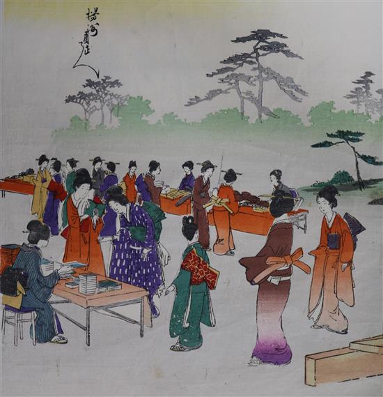 A group of Japanese wood block prints